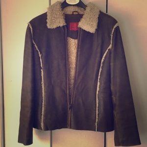 Sherpa lined leather jacket